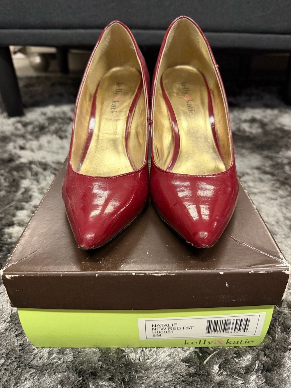 Kelly & Katie Burgundy Red Patent Pointed Toe Pumps